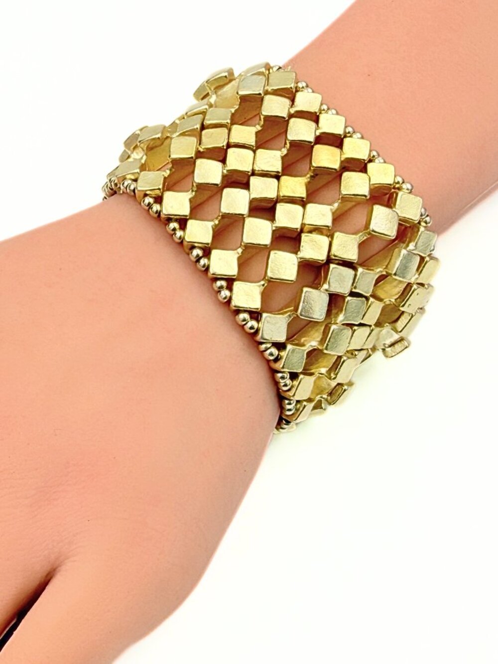 Sak's Fifth Avenue Gold Plated Modernist Matte Expandable Wide Stretch Bracelet
